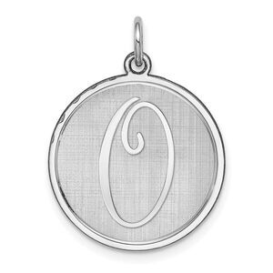 Sterling Silver, Makayla Collection, 20mm Disc Initial O Pendant